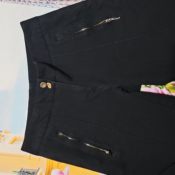 Alfani Pleated Black Pants with Gold Zipper Accents Size 2P Petite - Picture 2 of 4